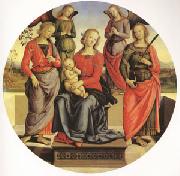 Pietro Perugino The Virgin and child Surrounded by Two Angels (mk05) oil painting